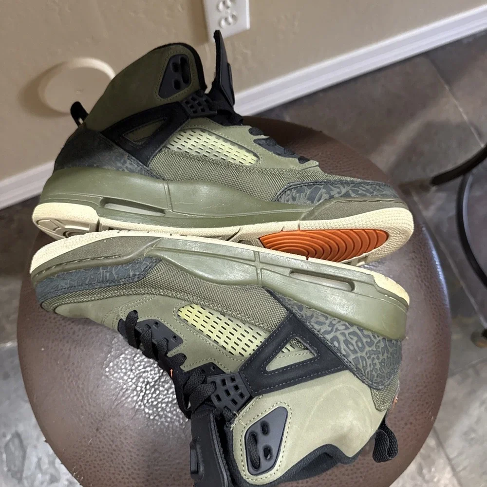 Preowned Jordan Spizike Men's Sneakers Size 9‎ Olive Canvas/Cone Black